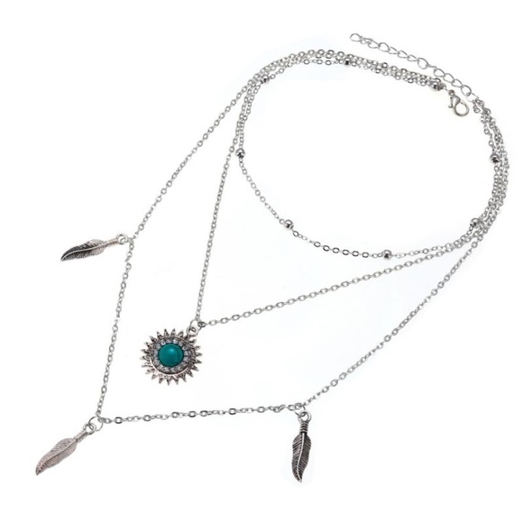 *FARREN* Silver Three Feather Multilayer Fashion Necklace - Picture 6 of 6